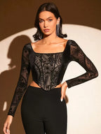 Floral Cropped Top, Square Neck, Asymmetrical Hem