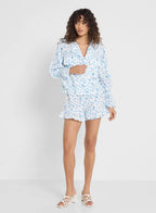 Floral Print Button Down Shirt & Short Pyjama Set