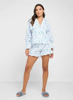 Floral Print Button Down Shirt & Short Pyjama Set