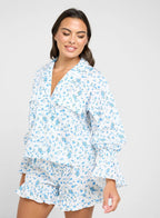 Floral Print Button Down Shirt & Short Pyjama Set