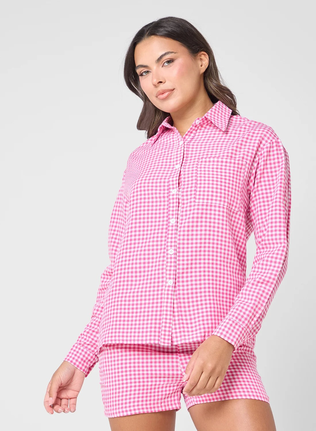 Gingham Shirt & Short Pyjama Set