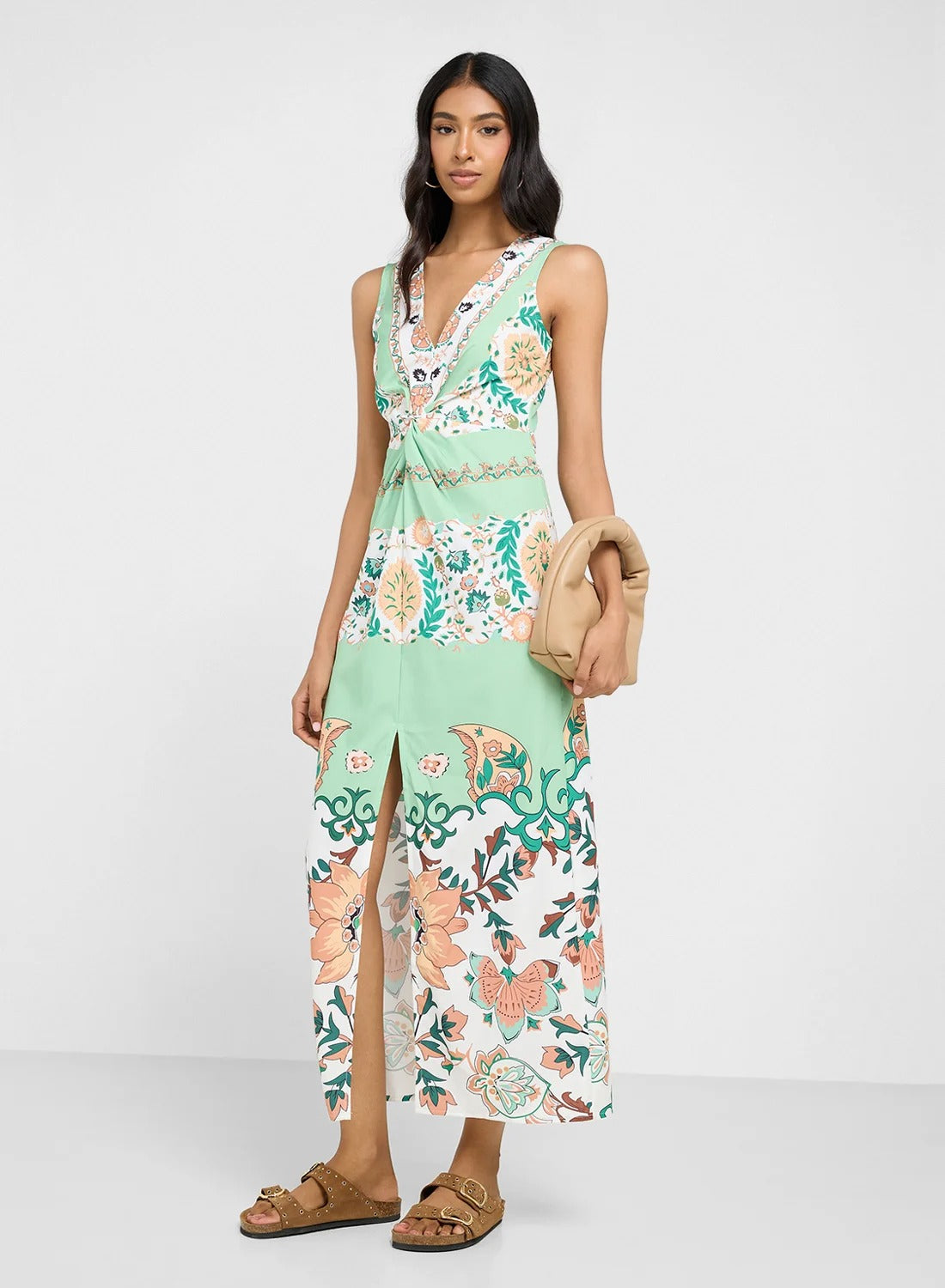 Halter Neck Floral Printed Dress