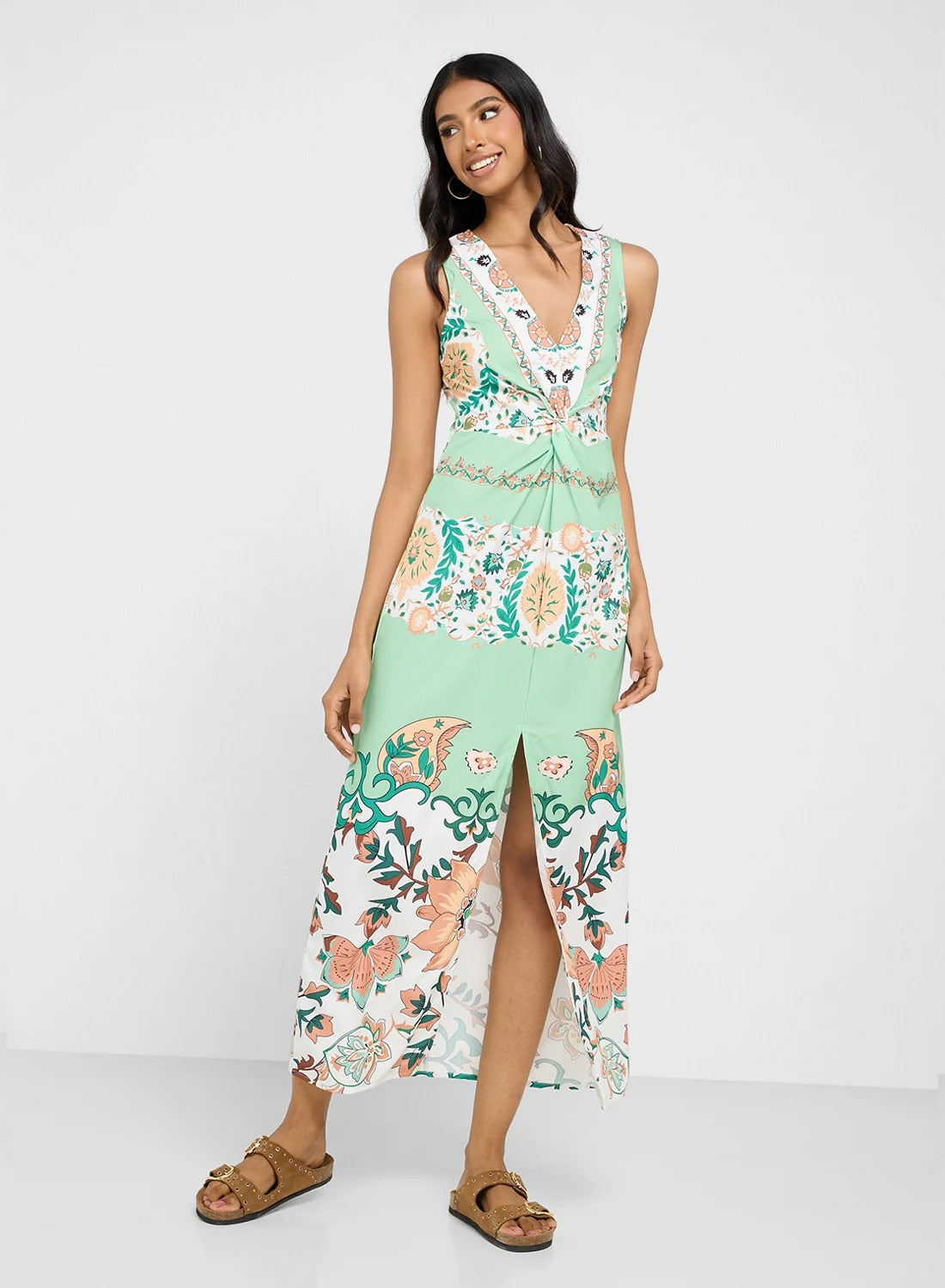 Halter Neck Floral Printed Dress