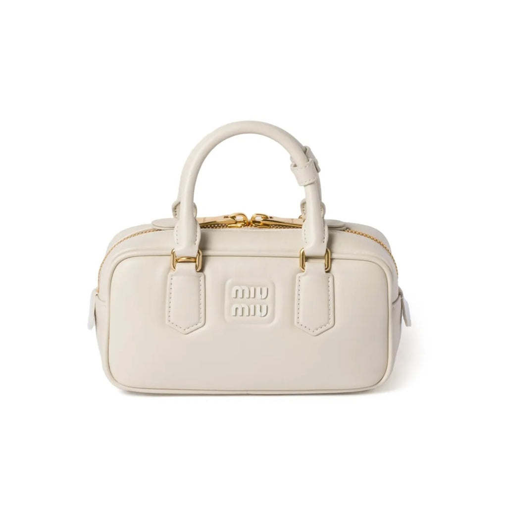 Miu Miu Small Bag With Brand Logo Brooch White
