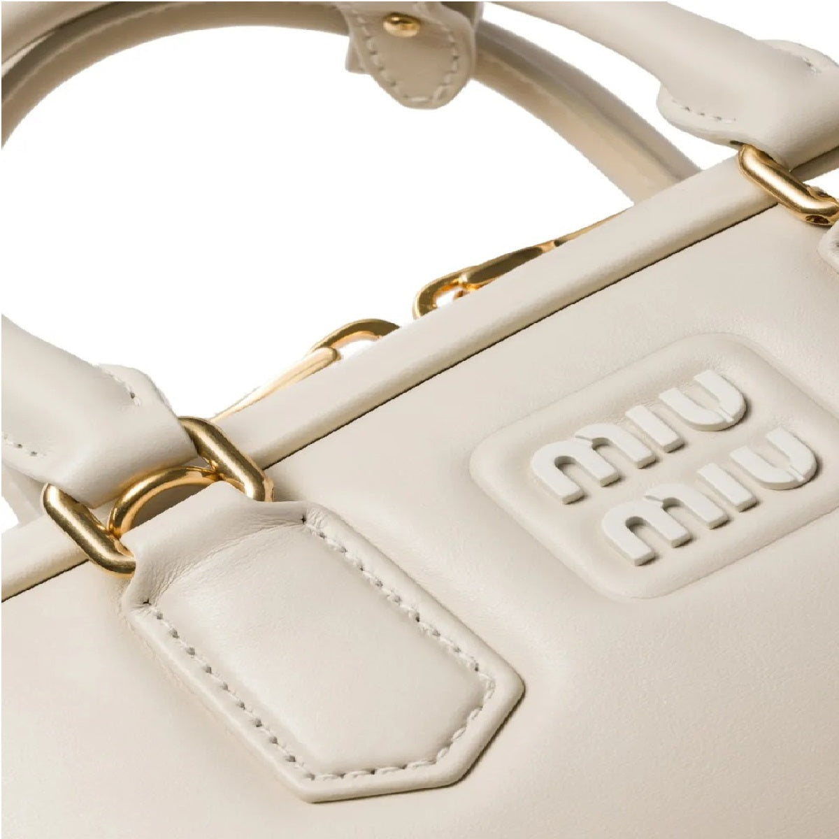 Miu Miu Small Bag With Brand Logo Brooch White