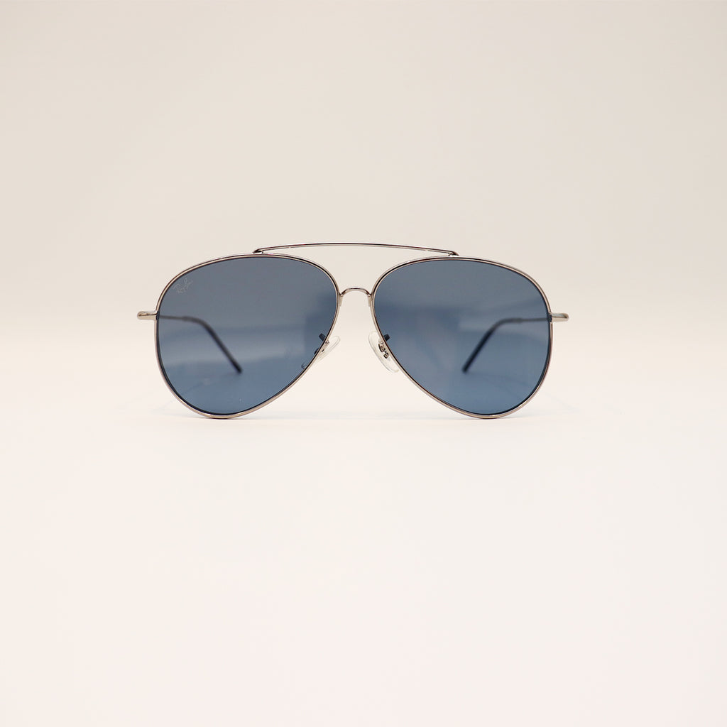 RAY-BAN AVIATOR REVERSE SILVER FRAME BLUE LENS - All About Eg