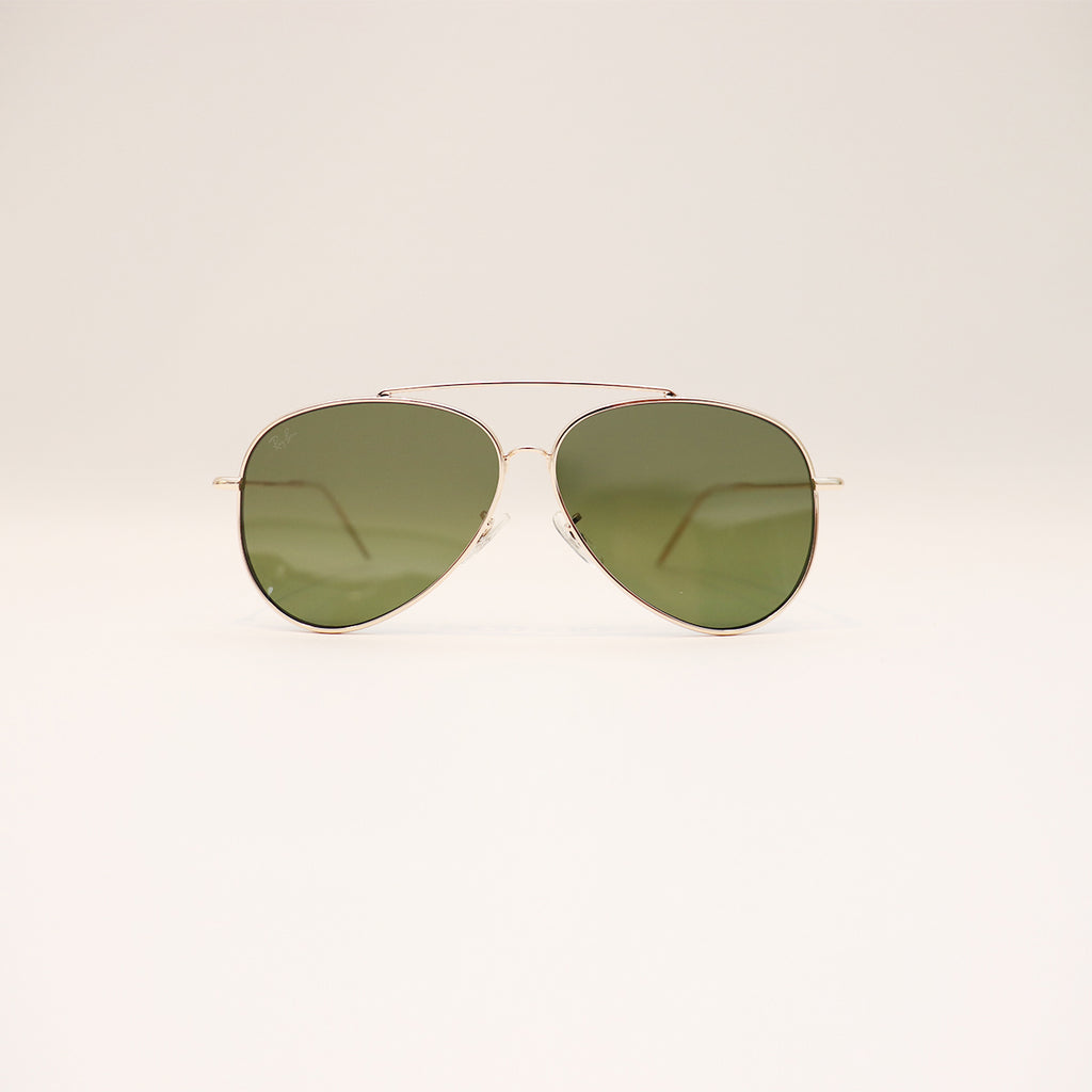 RAY-BAN AVIATOR REVERSE GOLD FRAME GREEN LENS - All About Eg