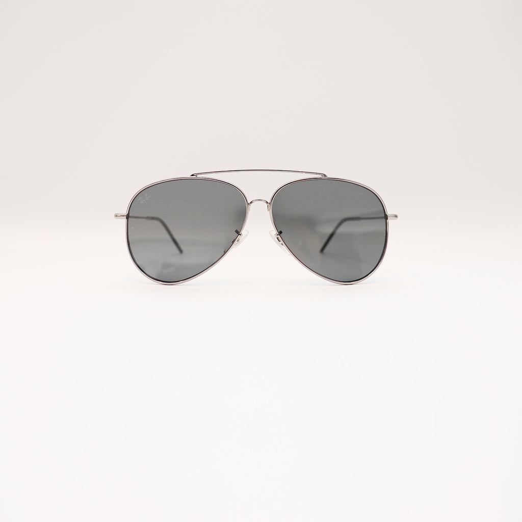 RAY-BAN AVIATOR REVERSE SILVER FRAME DARK GREY LENS - All About Eg