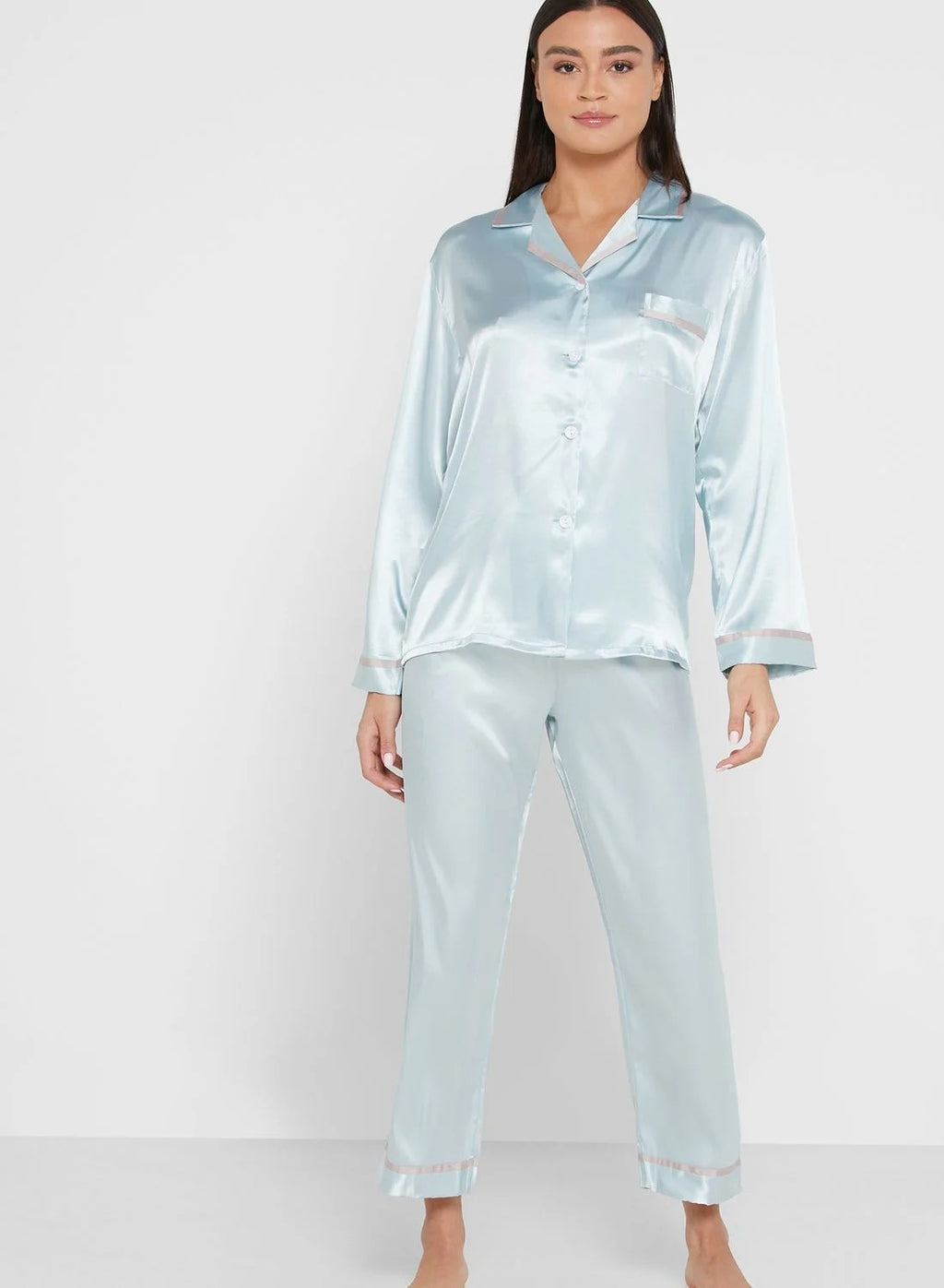 Satin Pyjama Set Light Blue