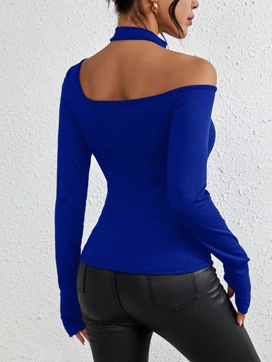 Slim Fit T-Shirt with Asymmetrical Shoulder Cutout