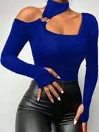 Slim Fit T-Shirt with Asymmetrical Shoulder Cutout