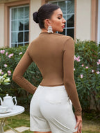 T-shirt with asymmetrical pleated collar