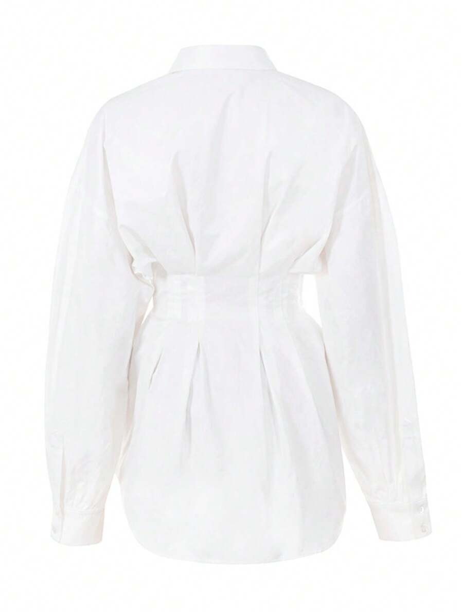 Women's Elegant Fitted-Waist Long-Sleeve Shirt – Chic Autumn Office & Daily Style