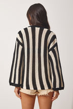 Women's Black Lace Seasonal Knit Blouse