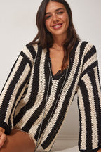 Women's Black Lace Seasonal Knit Blouse