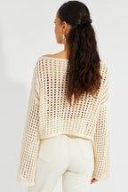 Women's Cropped Knit Top with Spanish Sleeves