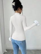 Women's Elegant Bell-Bottom Monochromatic T-Shirt, Autumn