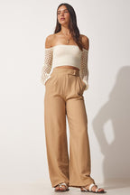 Women's Knitted Blouse with Carmen Collar, Cream Lace