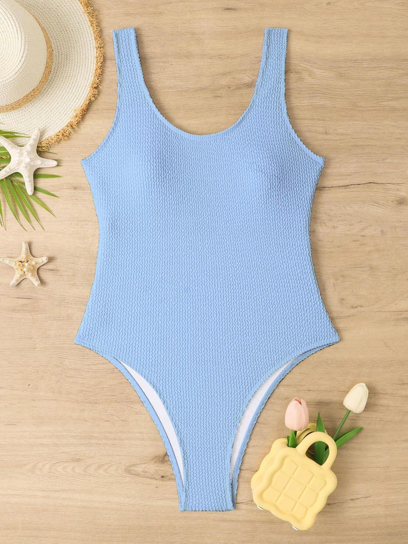 Candy-Colored Wrinkle Fabric Wave Stripe Women's One-Piece Swimsuit, Fluorescent, Triangle Tight Jumpsuit - All About Eg