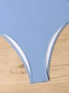 Candy-Colored Wrinkle Fabric Wave Stripe Women's One-Piece Swimsuit, Fluorescent, Triangle Tight Jumpsuit - All About Eg