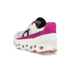 On Running Cloud Monster Shoes, White with Pink and Orange