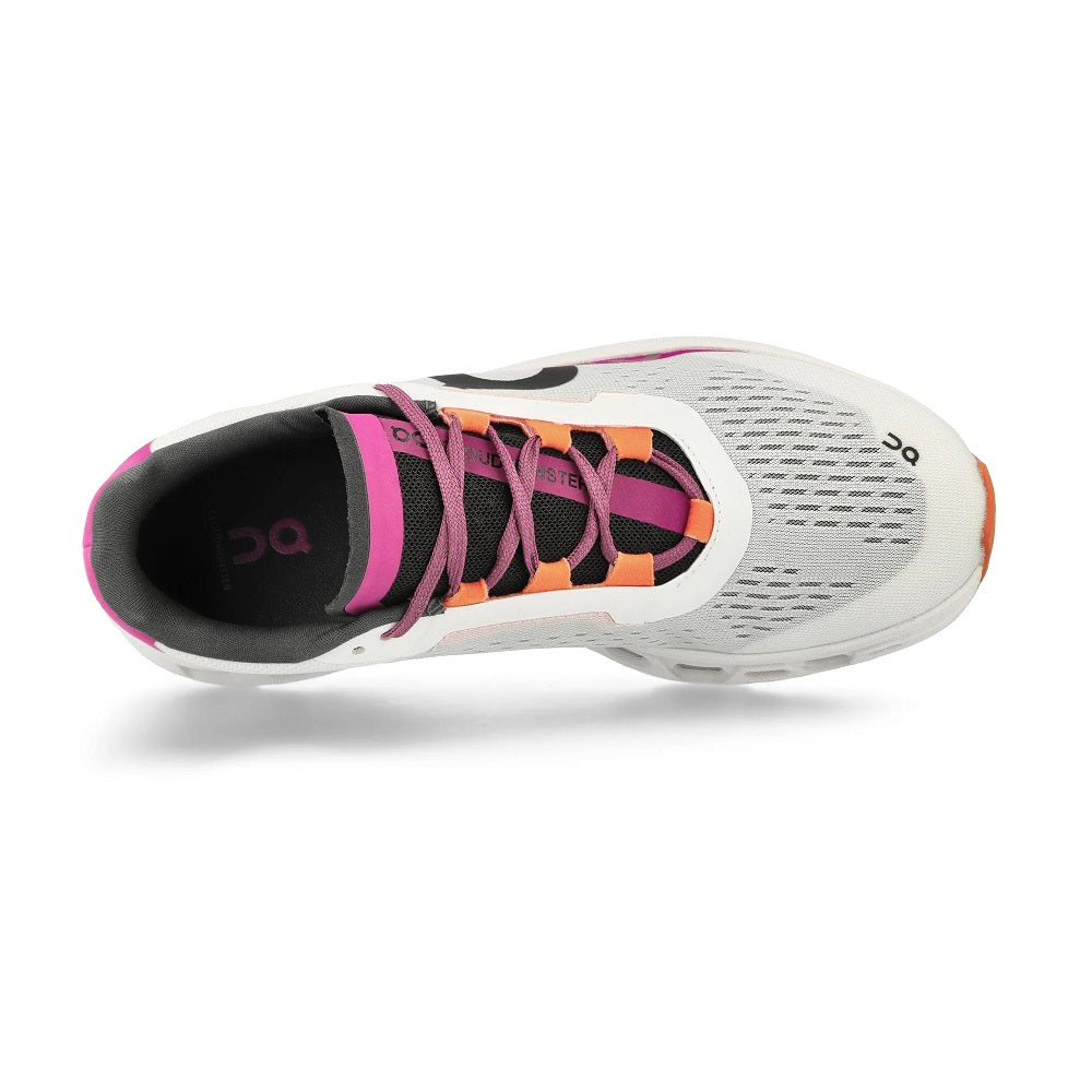 On Running Cloud Monster Shoes, White with Pink and Orange