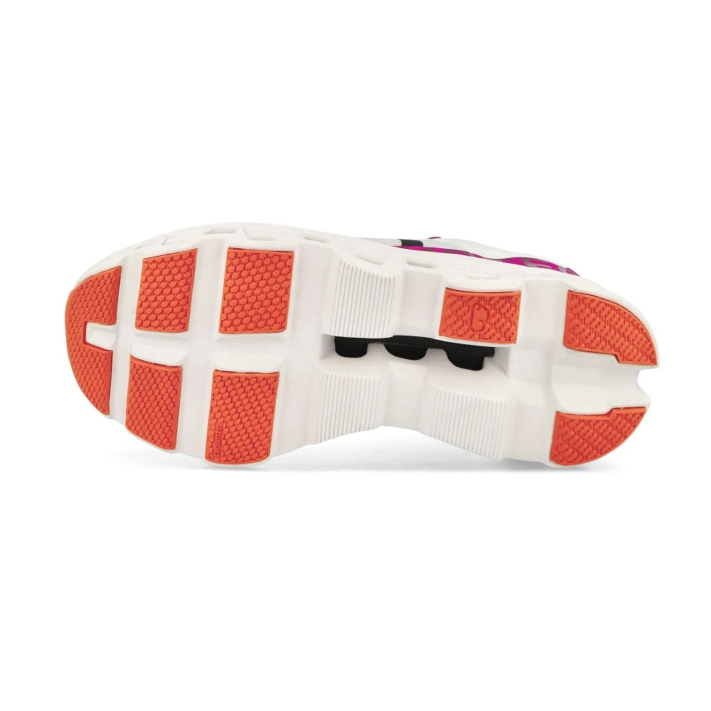 On Running Cloud Monster Shoes, White with Pink and Orange