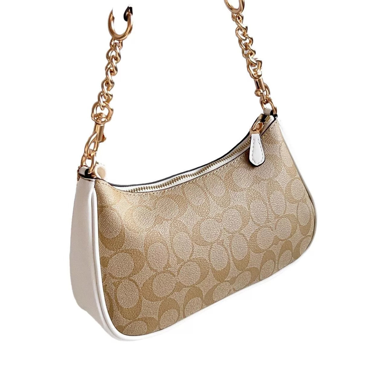 Coach Teri Shoulder Bag In Signature Canvas White Khaki - All About Eg
