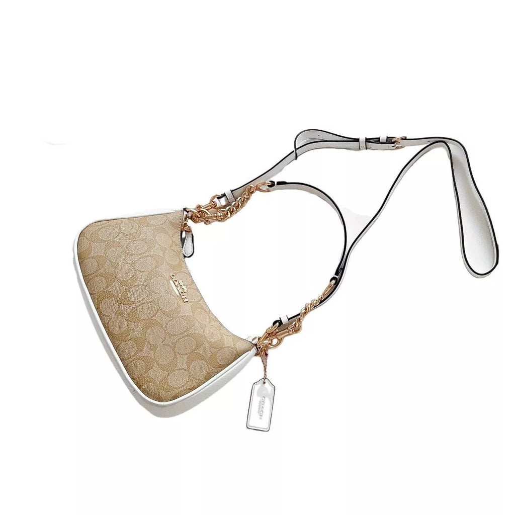 Coach Teri Shoulder Bag In Signature Canvas White Khaki - All About Eg