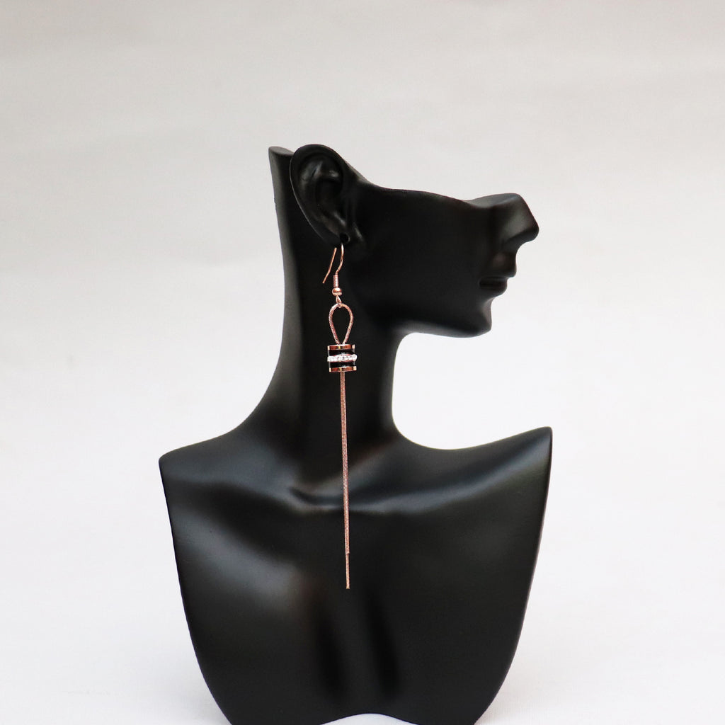 Double Chain Rose Gold Earring - All About Eg
