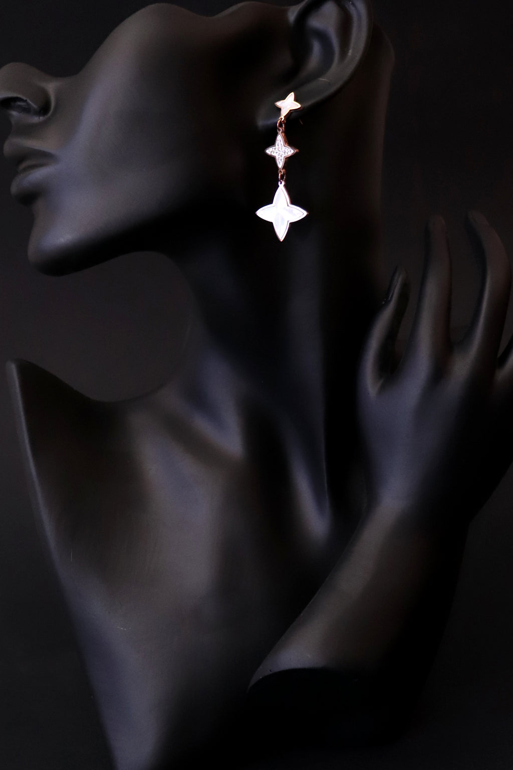 Mother of Pearl Star Drop Earrings - All About Eg