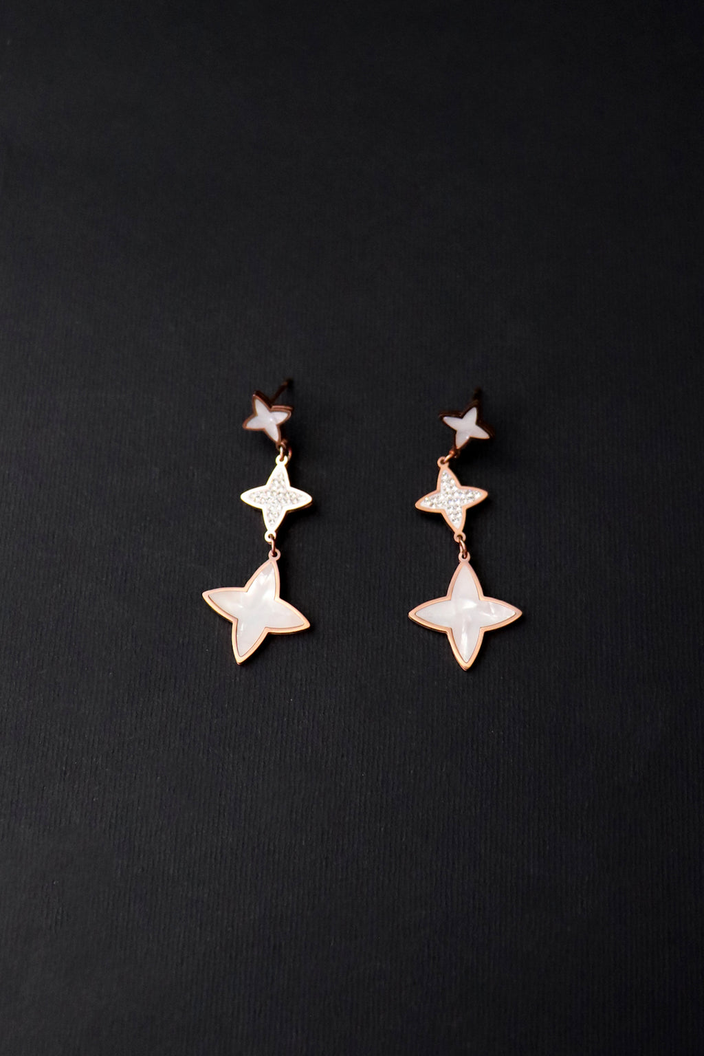Mother of Pearl Star Drop Earrings - All About Eg