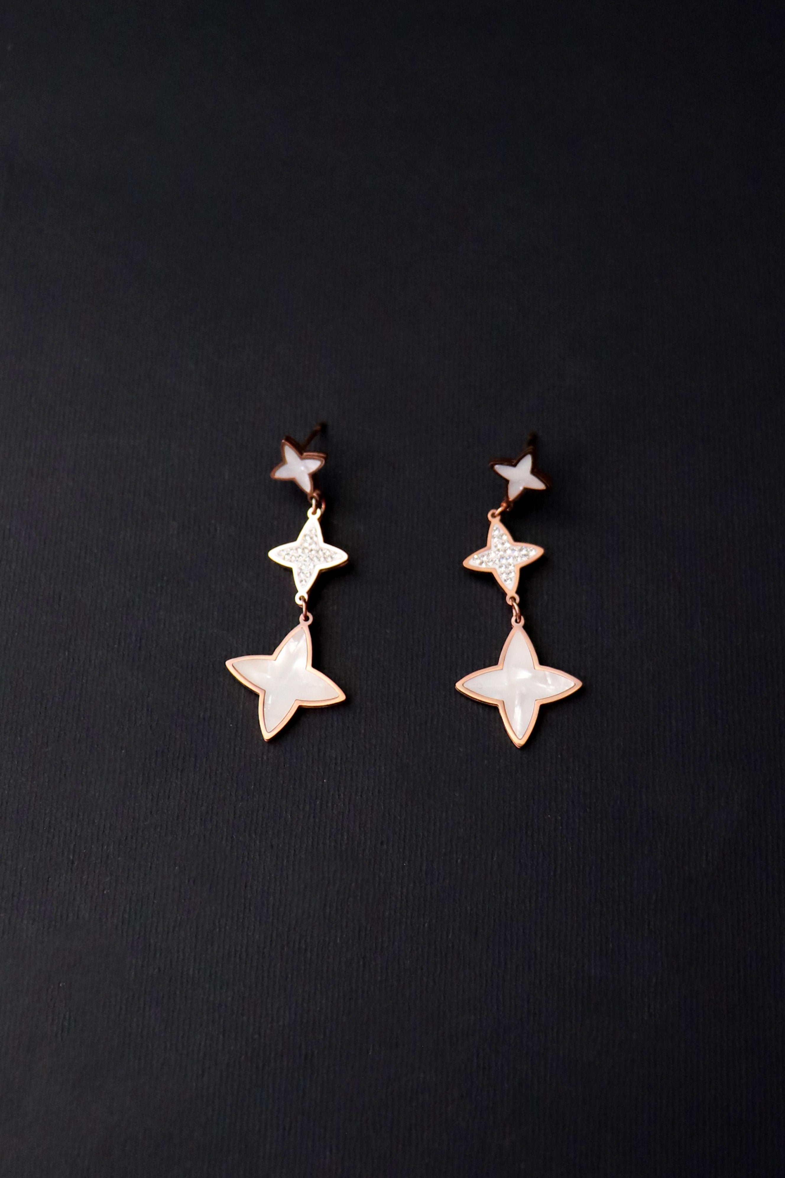Mother of Pearl Star Drop Earrings - All About Eg
