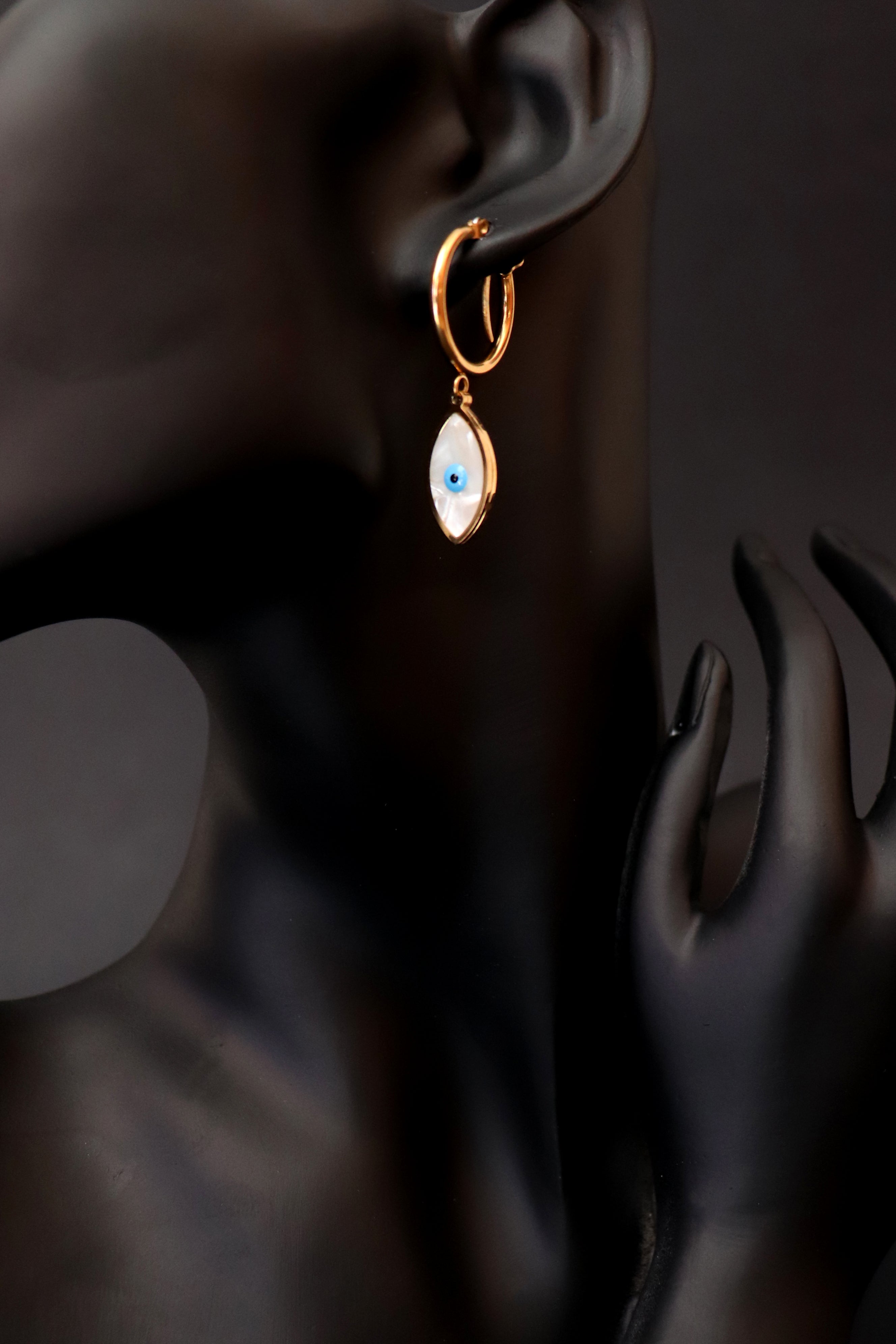 Evil Eye Mother of Pearl Earring - All About Eg