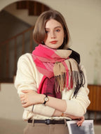 Color Block Fringe Trim Scarf - All About Eg