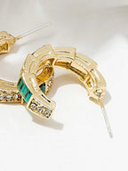 Rhinestone Decor Open Hoop Earrings - All About Eg