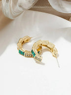 Rhinestone Decor Open Hoop Earrings - All About Eg