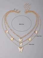 3pcs Rhinestone Butterfly Charm Necklace - All About Eg
