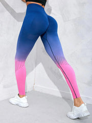 Workout Yoga Leggings, Color Gradient Butt Lift High-Waisted Sweat Absorption Fitness Leggings - All About Eg