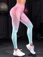 Seamless High Stretch Hollow Out Workout Tights Yoga Leggings with Wide Waistband - All About Eg