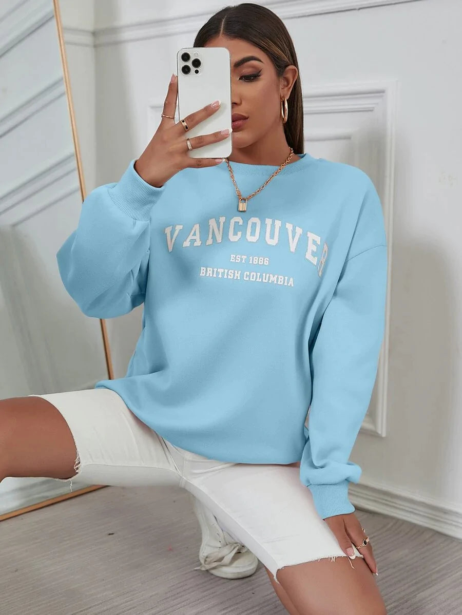 Drop Shoulder Letter Graphic Sweatshirt - All About Eg