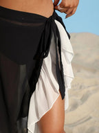 Colorblock Ruffle Hem Cover Up Skirt - All About Eg