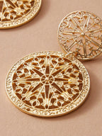 1pair Metallic Hollow Out Floral Drop Earrings - All About Eg