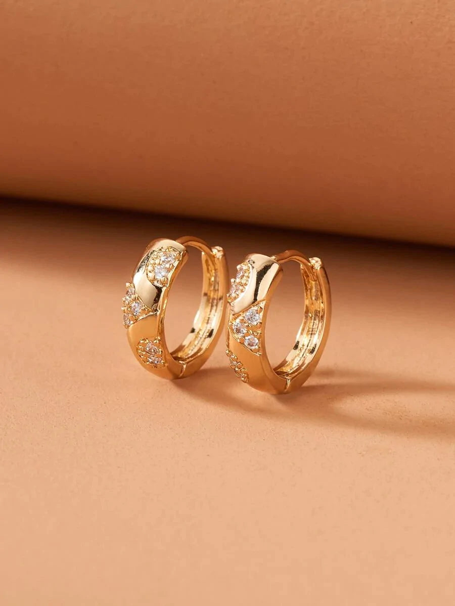 Rhinestone Decor Hoop Earrings - All About Eg