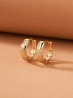 Rhinestone Decor Hoop Earrings - All About Eg