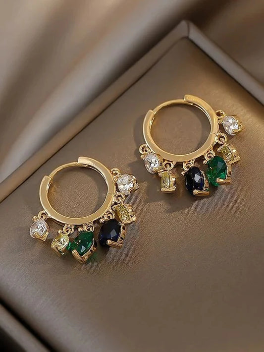 Rhinestone pendant earrings - All About Eg