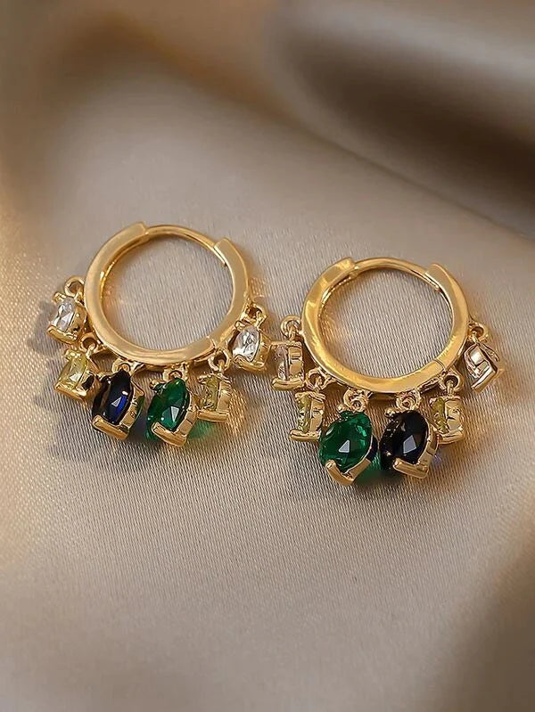 Rhinestone pendant earrings - All About Eg