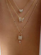 Rhinestone Heart Layered Necklace - All About Eg