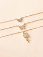 Rhinestone Heart Layered Necklace - All About Eg