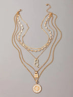 Lock & Cat Charm Layered Necklace - All About Eg
